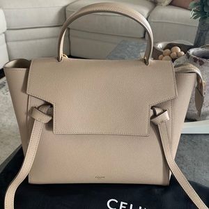 Celine Grained Micro Belt Bag in Taupe